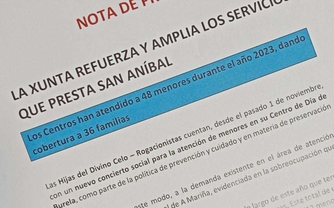 NOTA DE PRENSA: LA XUNTA REFUERZA Y AMPLIA LOS SERVICIOS QUE PRESTA SAN ANÍBAL